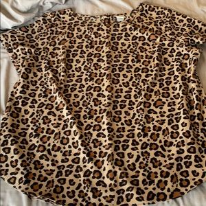 Cheetah print blouse with back button detail